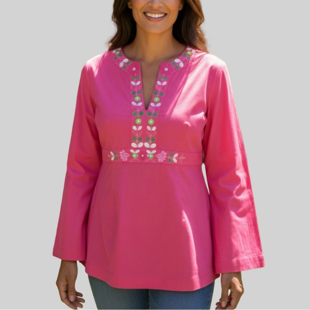 Lilly Pulitzer Hot Pink Floral Embroidered Top